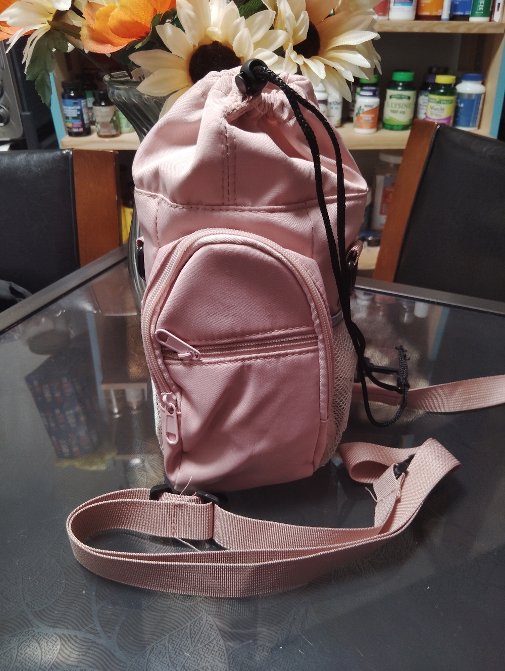 Multi-Pocket Crossbody Water Bottle Sling Bag - Pink - Picture 5 of 8